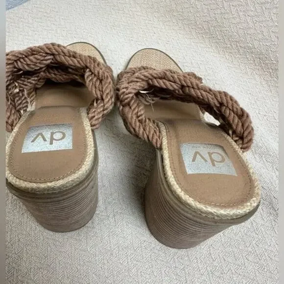 DV by Dolce Vita Roulette Toffee Brown Woven Block Heel Sandals Women’s 10 - Picture 8 of 12